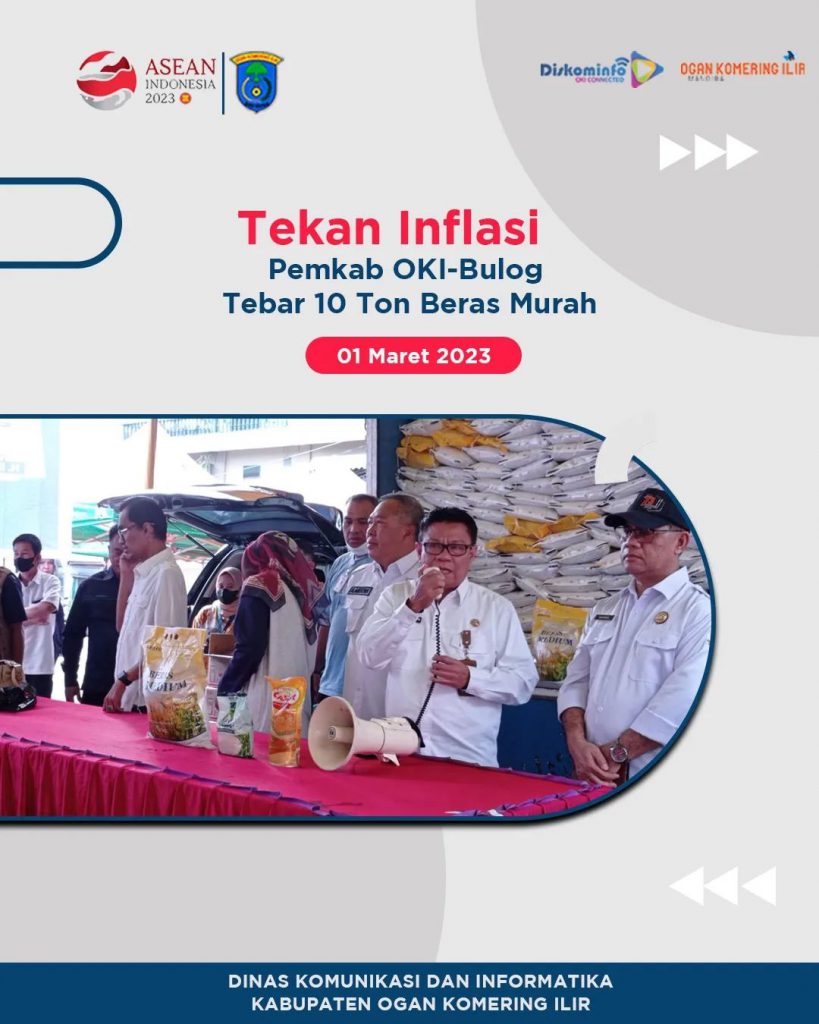 Tekan Inflasi, Pemkab OKI-Bulog Tebar 10 Ton Beras Murah